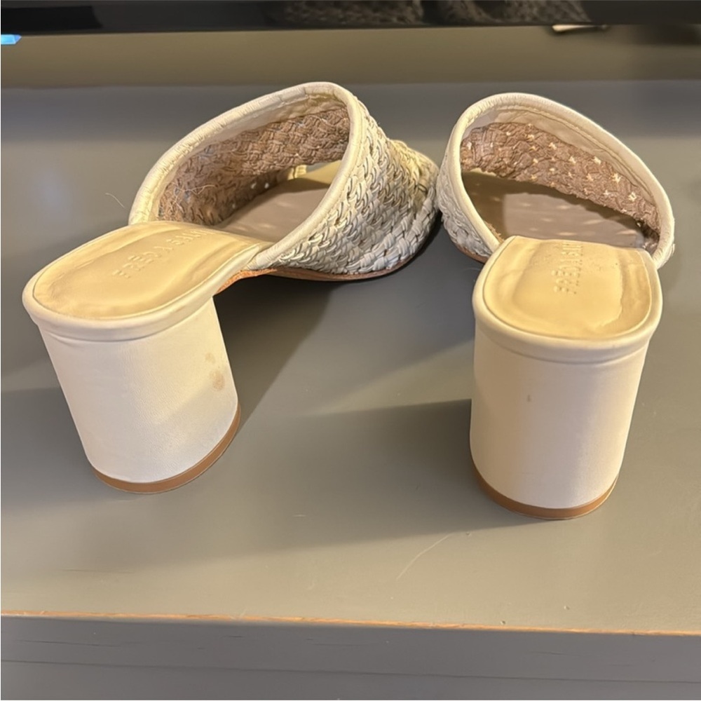 Freda Salvador Cream Woven Mules with Chunky Heel - Picture 3 of 11